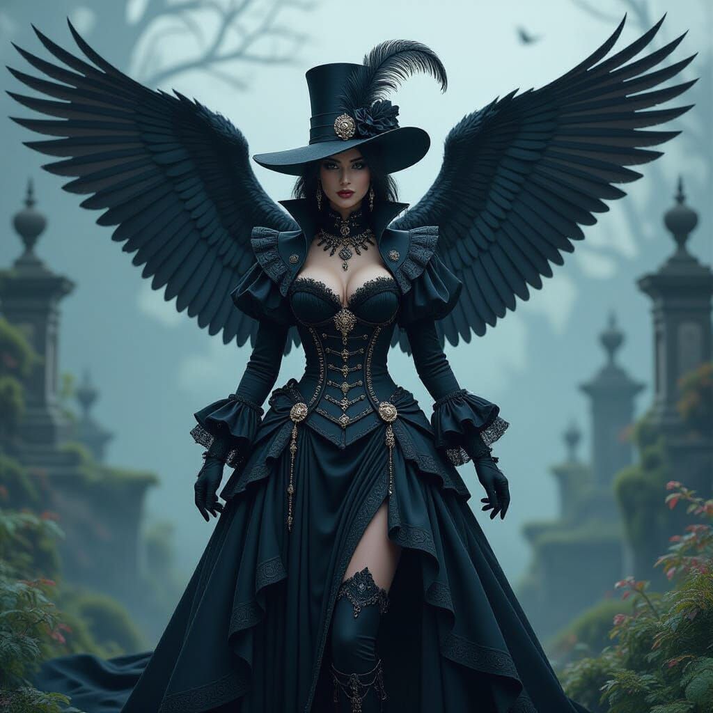 Glamorous Fairy in Gothic Victorian Landscape