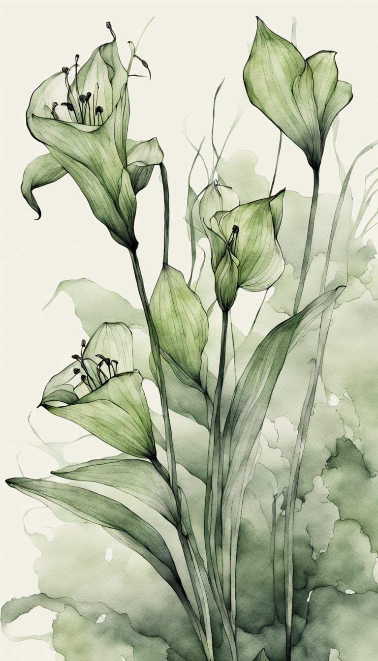 Monochrome Ink Sketch of a Cobra Lily