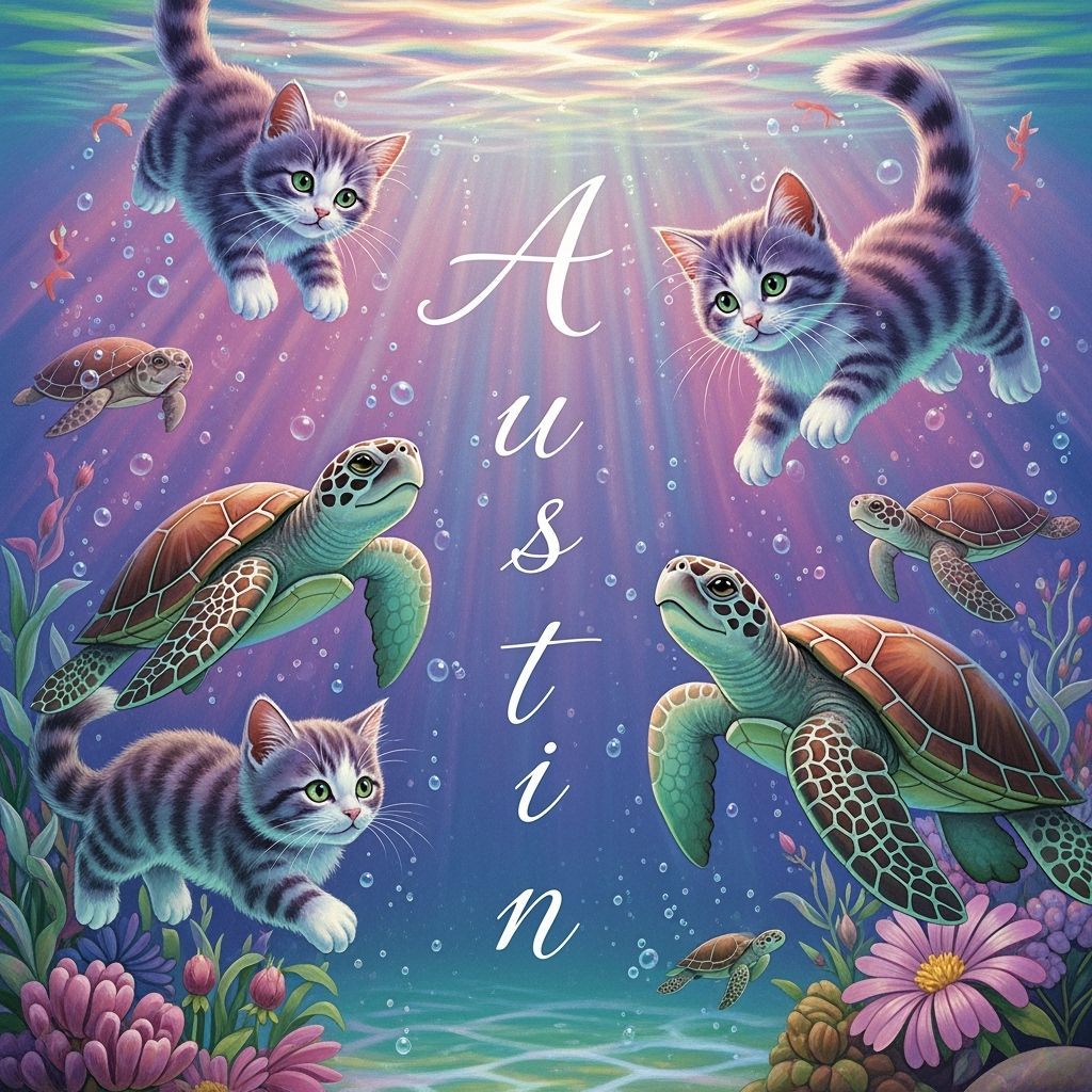 Whimsical Kittens and Turtles in Dreamy Underwater Scene