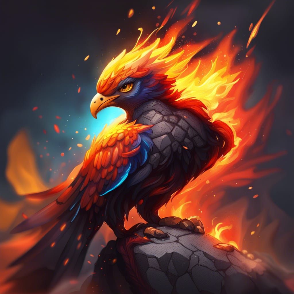 Fiery Phoenix Rising From Ashes: Hyperrealistic Art