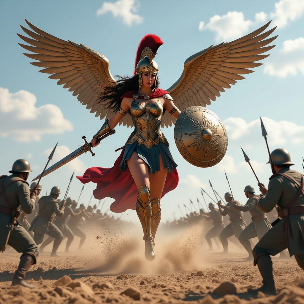 Athena's Battlefield Arrival: Superhero Landing