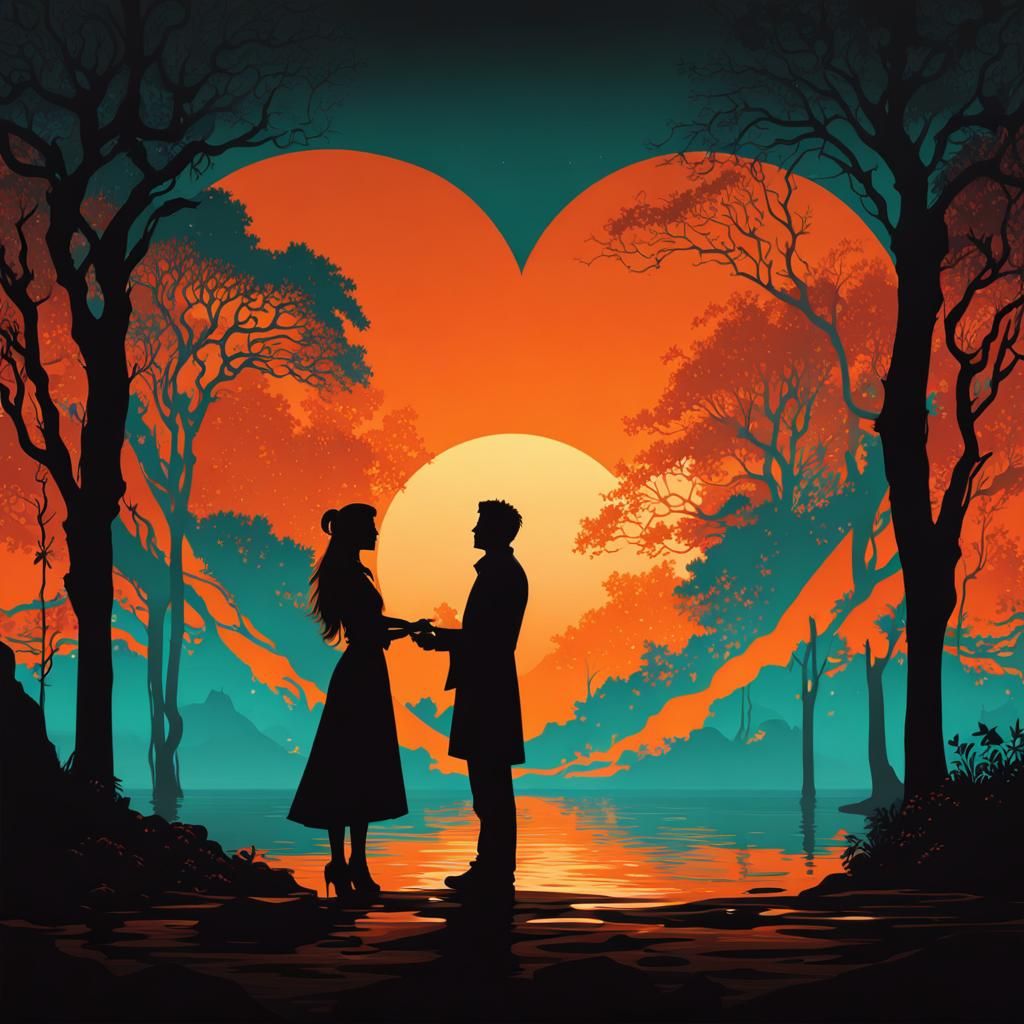 Silhouette of a Man Giving His Heart