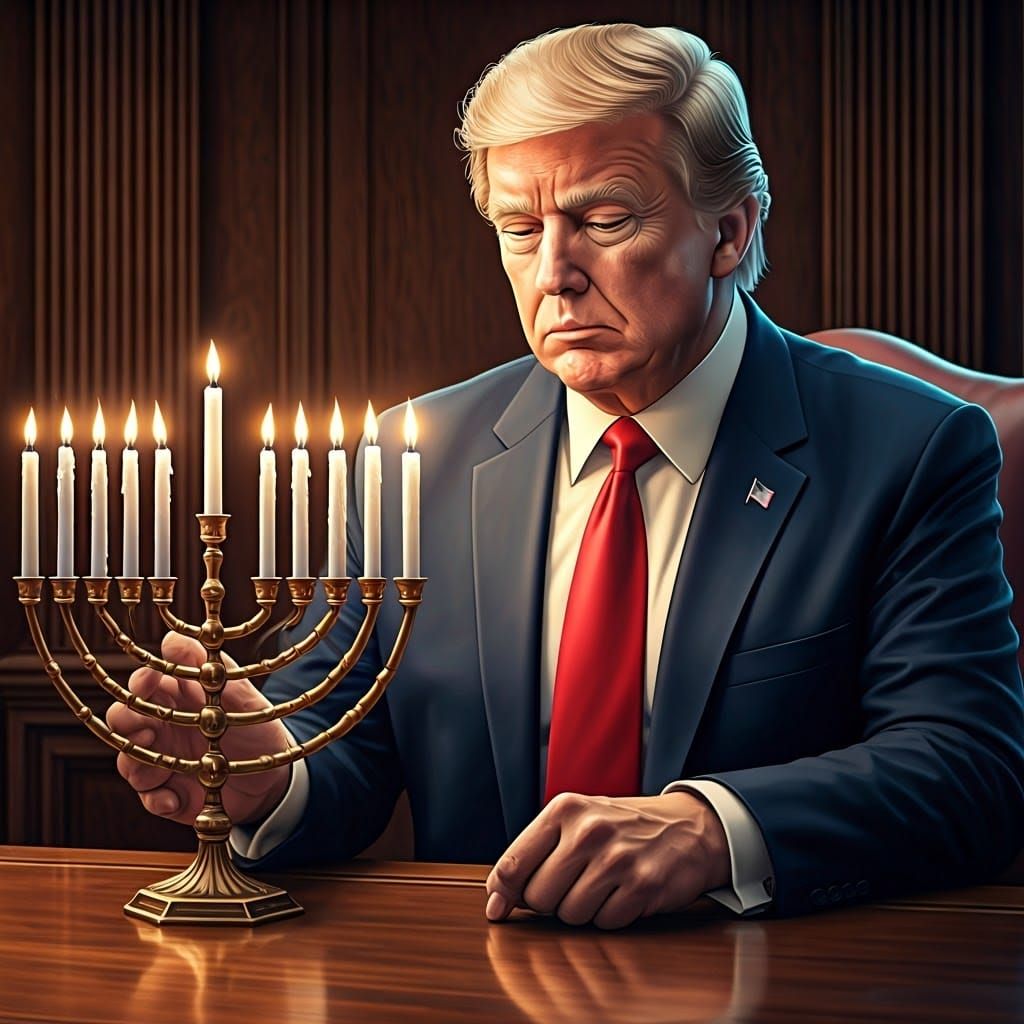 Regal Hanukkah Scene with 3D Anime Art Realism