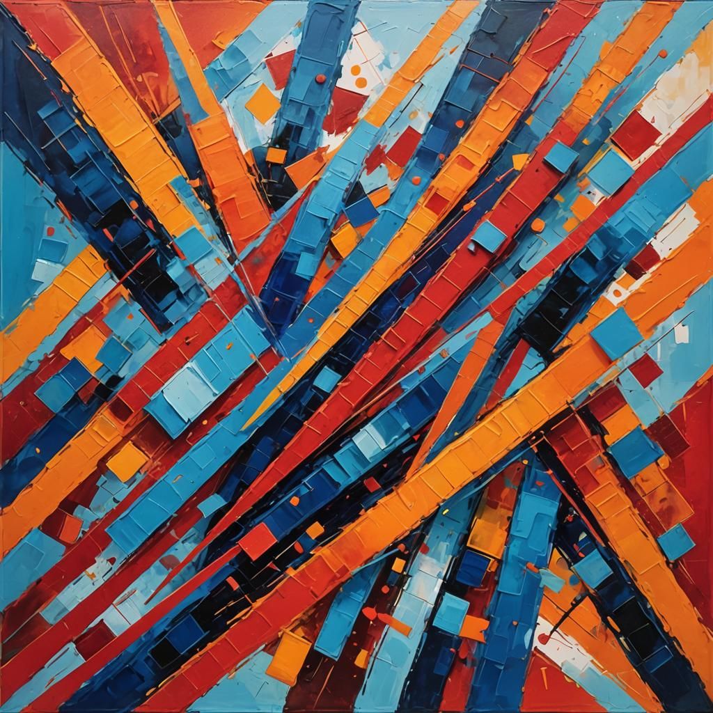Dynamic Abstract Painting with Bold Colors and Geometric Sha...