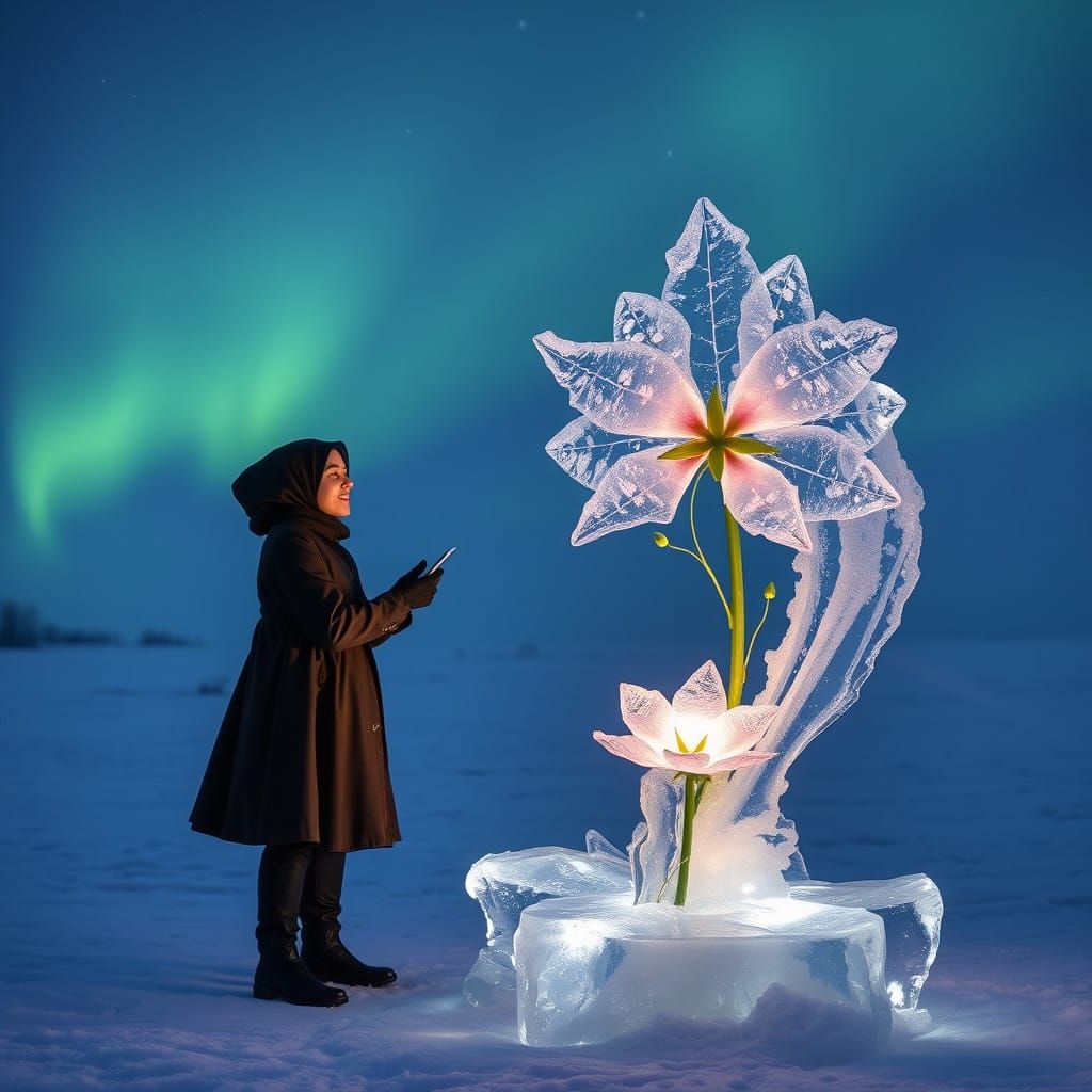 A Delicate Ice Bloom in Full Glory