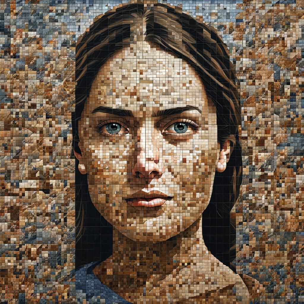 Mesmerizing Mosaic Portrait of a Woman's Face