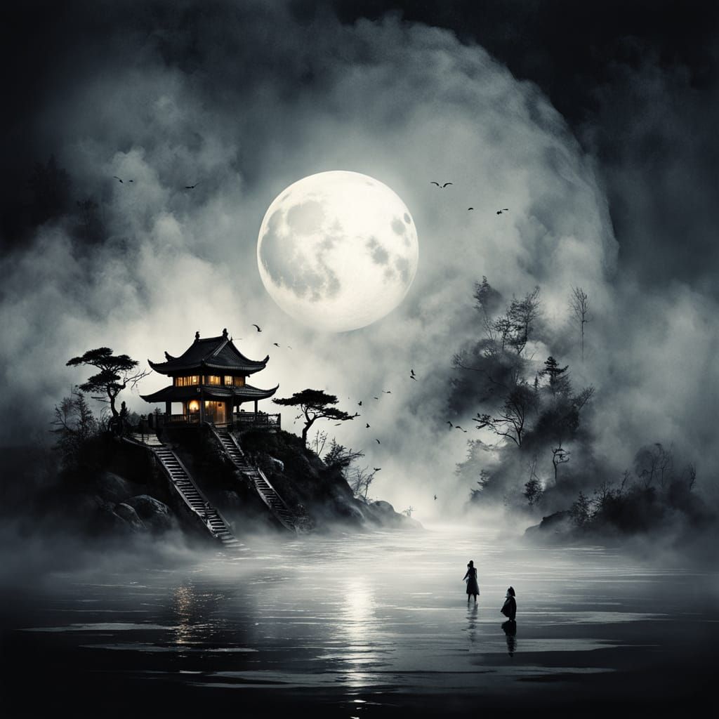 Surreal Yin Yang Sun Moon Beach Sunset