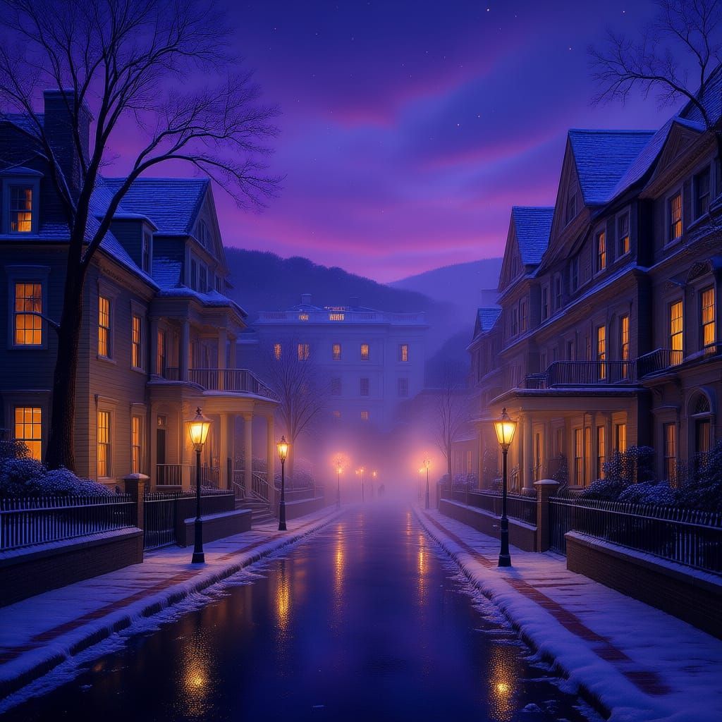 Victorian Street Scene at Twilight