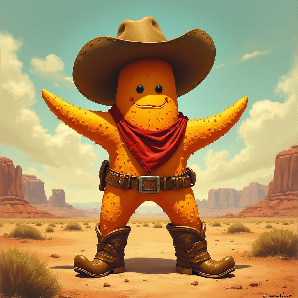 Starfish Cowboy in Wild West Landscape