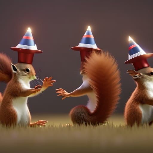 Festive Squirrel Dance in Dark Fantasy Style