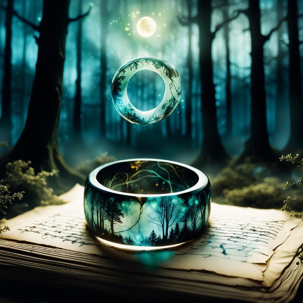Ethereal Elven Ring on Parchment in Cinematic Lighting