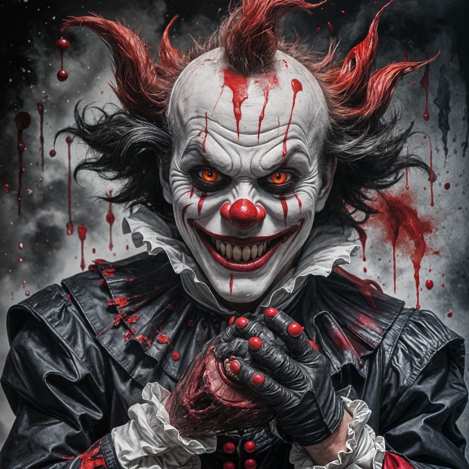 Sinister Evil Clown Feasting