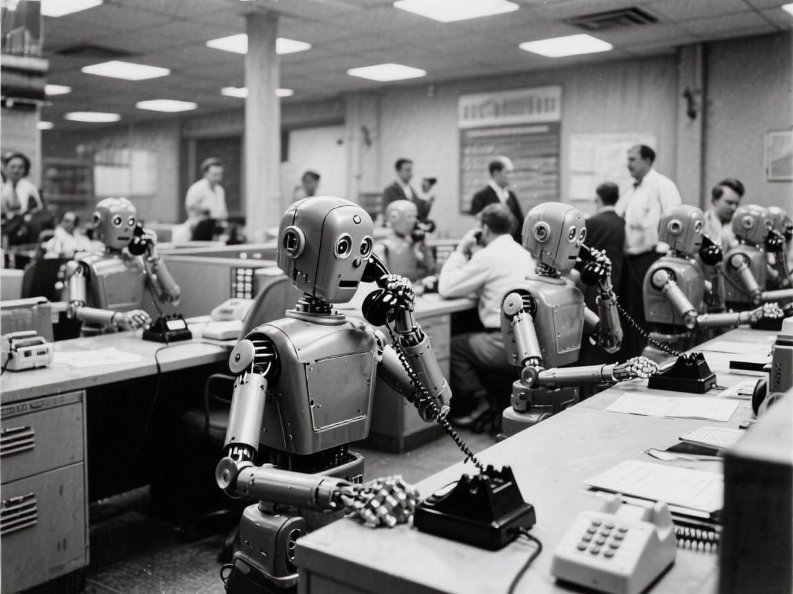 1940s Robots Make Annoying Calls in Vintage Photo