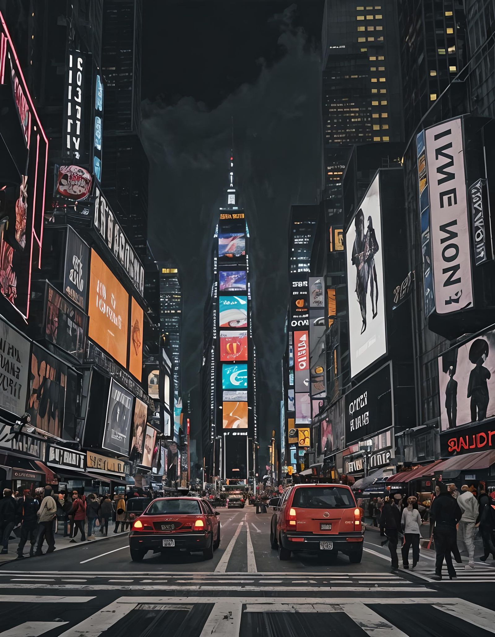 Times Square Urban Impressionist Painting at Night