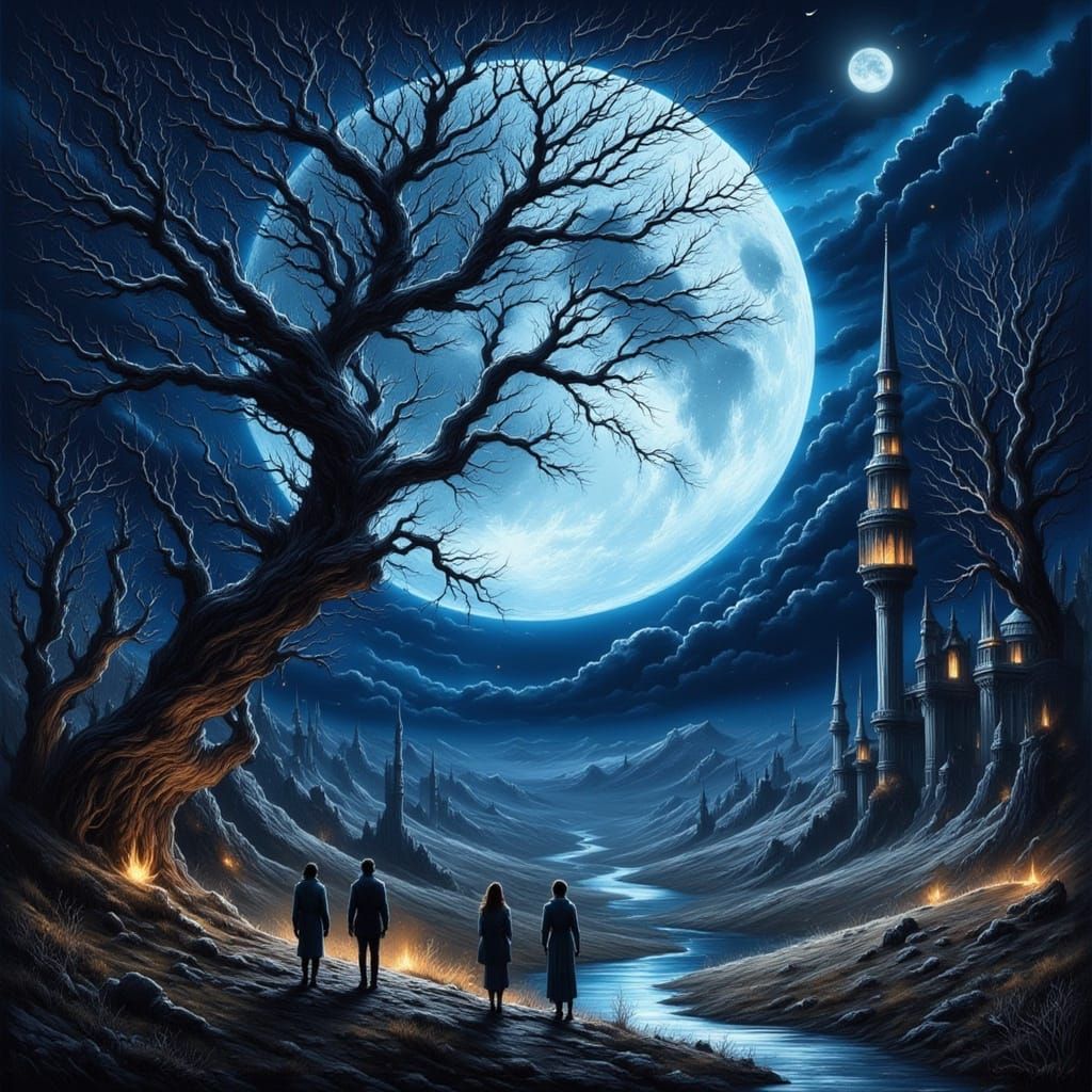 Moonlit Night Trees Whispering Sorrowful Melodies