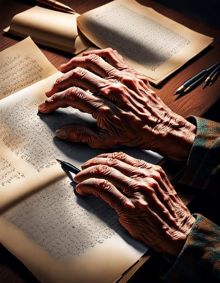Imperfect but beautiful hands of a very old man
