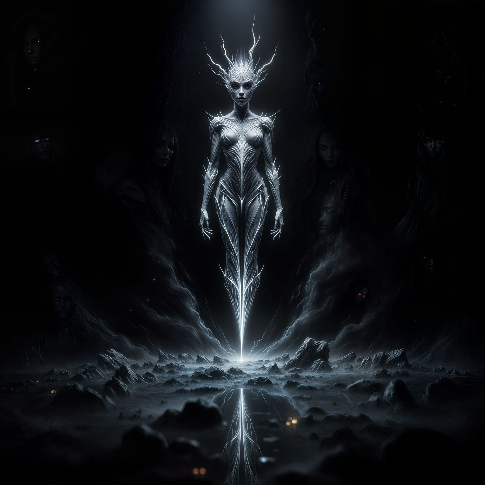 Ethereal Female Portrait in Light and Shadow