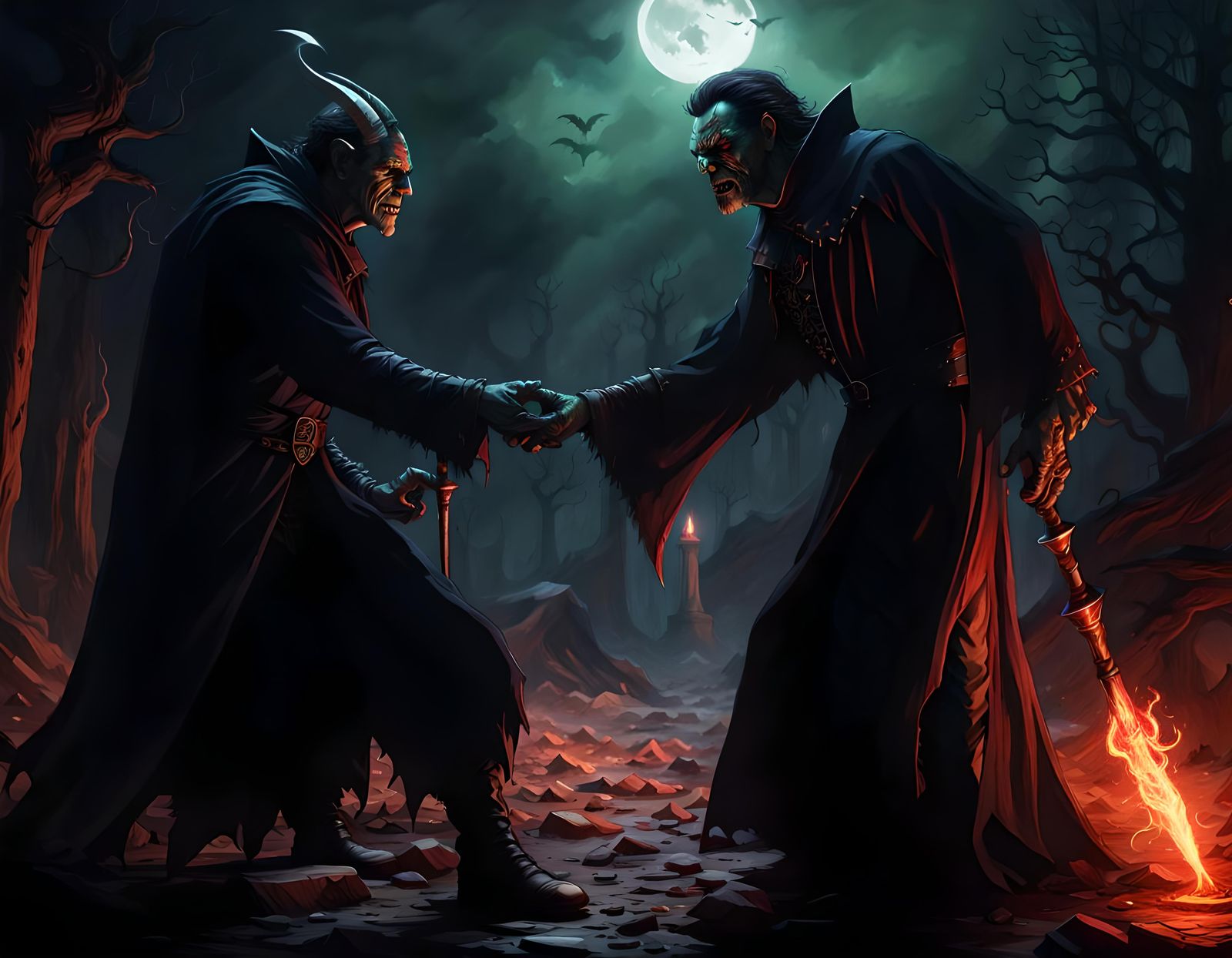 Mephistopheles vs. Frankenstein: Dark Fantasy Showdown