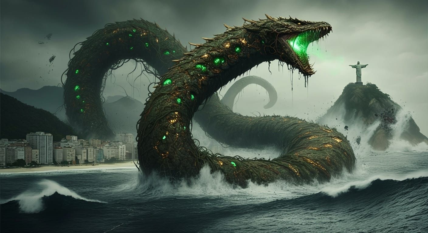 Mystical Kaiju Rises from Brazilian Coastline