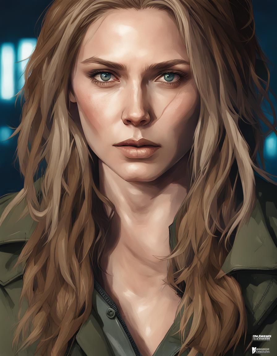 Elizabeth Olsen as Sniper Wolf: Hyperdetailed Portrait
