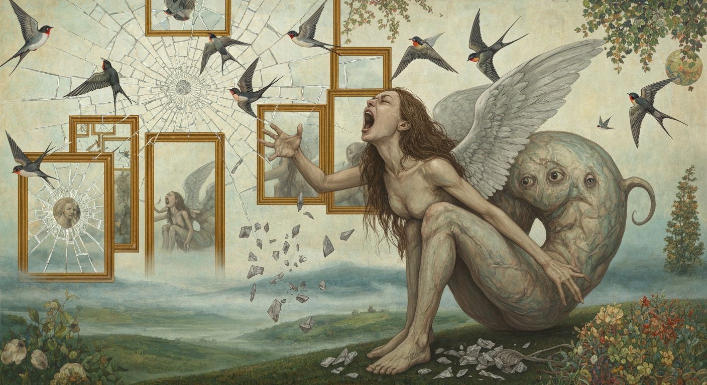 Angel of Memories Screams Amid Broken Mirrors