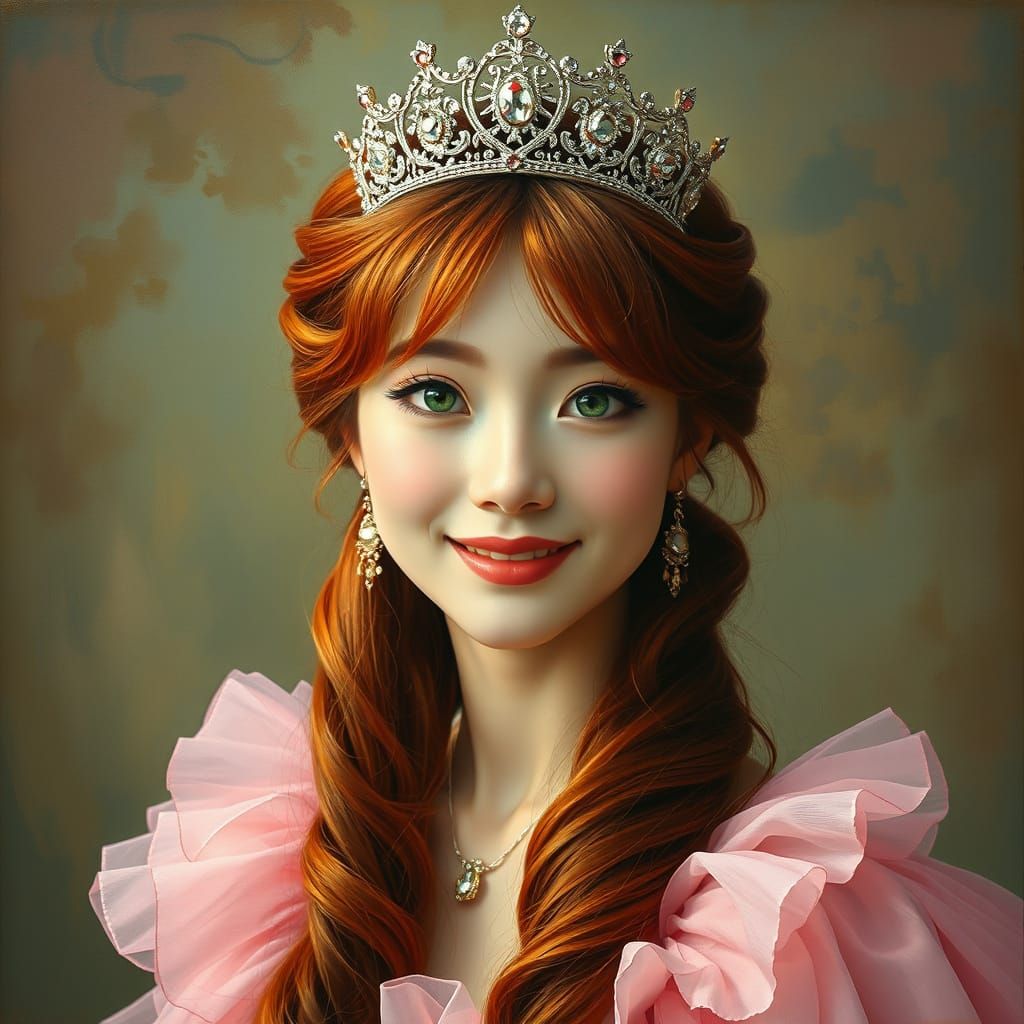 Hyperrealistic Princess in Elegant Pastel Tulle Gown