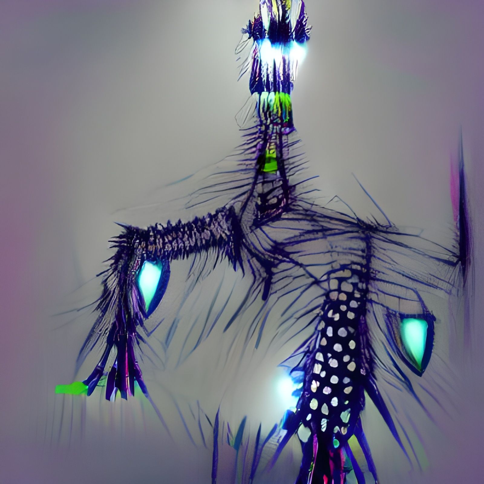 Surreal Lynx Creature with Needles, 3D Render