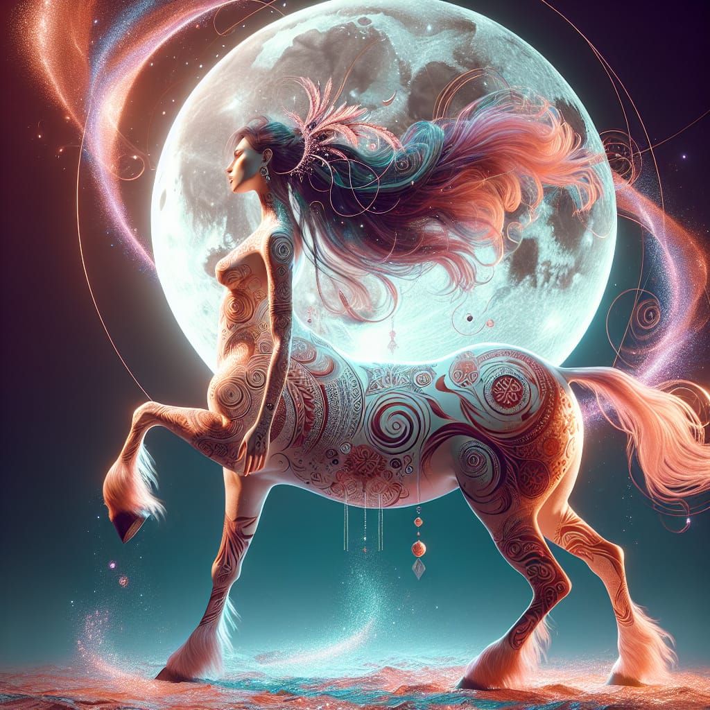 Female Centaur with Tribal Tattoos in Fantasy Art