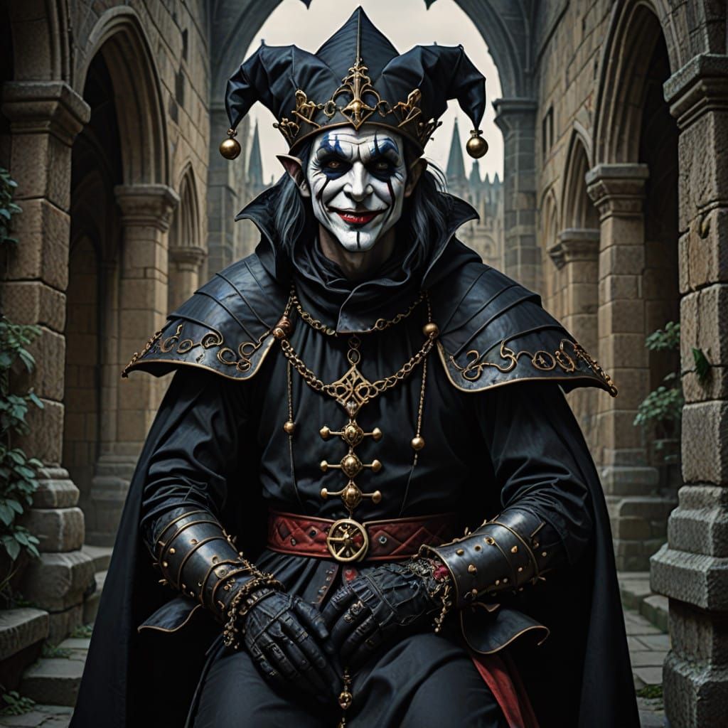 A dark gothic medieval Jester