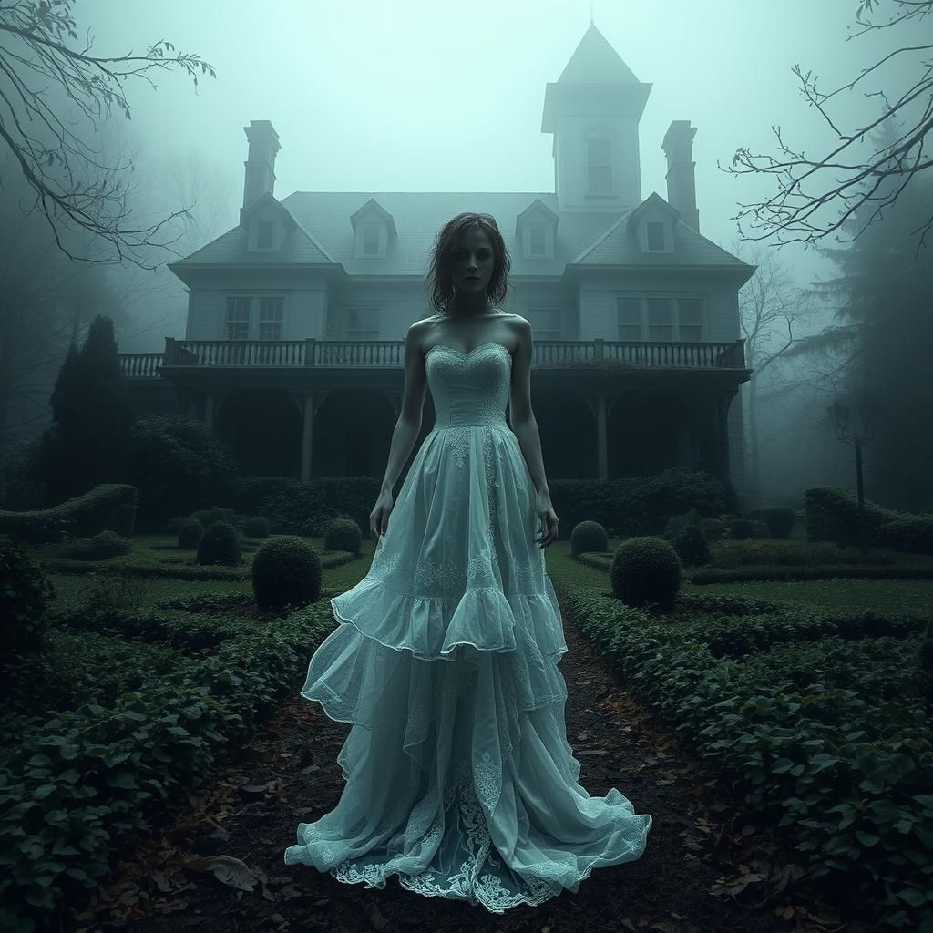 Eerie Ghostly Mansion in Dark Mystical Style