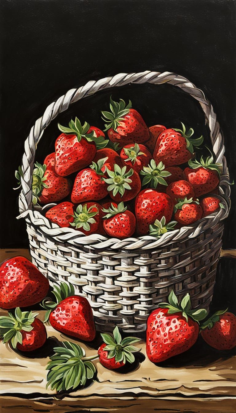 Fresh Strawberries in a Basket - Vibrant and Juicy