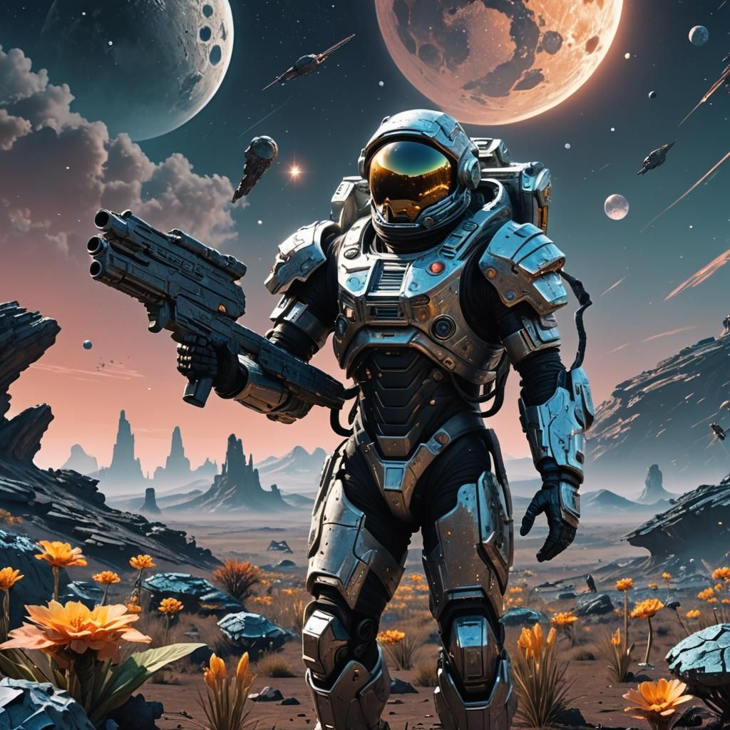 Astronaut on Alien Planet with Crystalline Formations