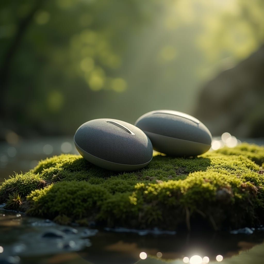 Nature-Inspired Portable Speaker with Dual Stone Heads