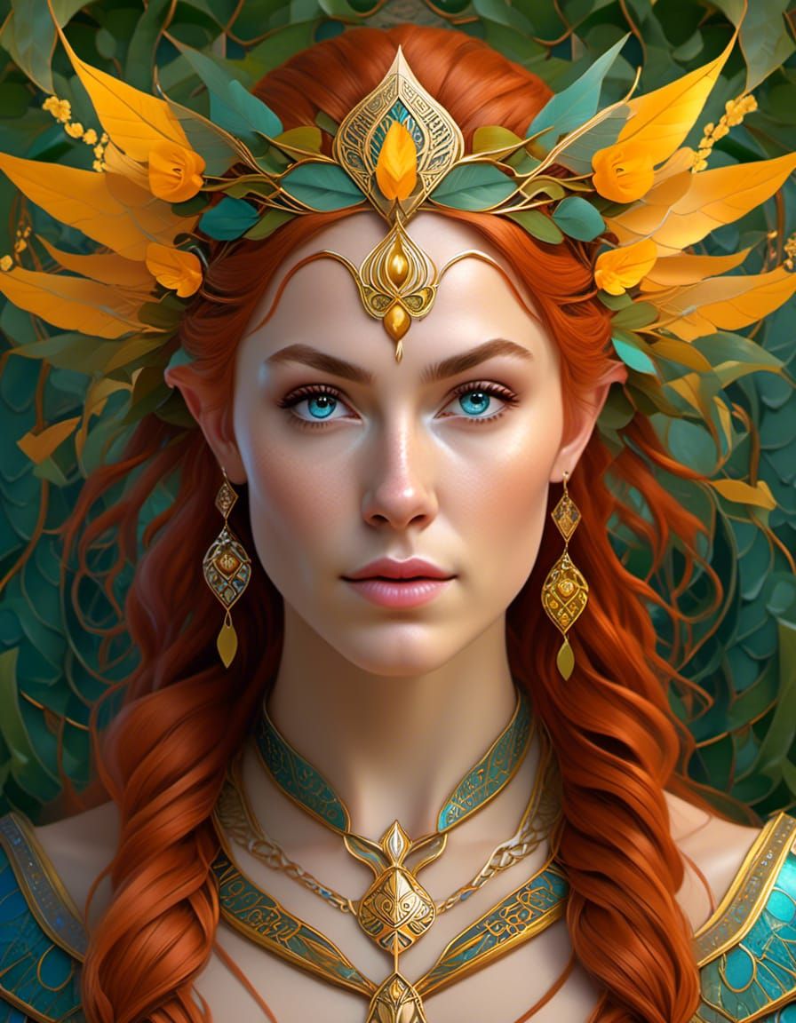 Elven Queen Portrait in Fantasycore Style