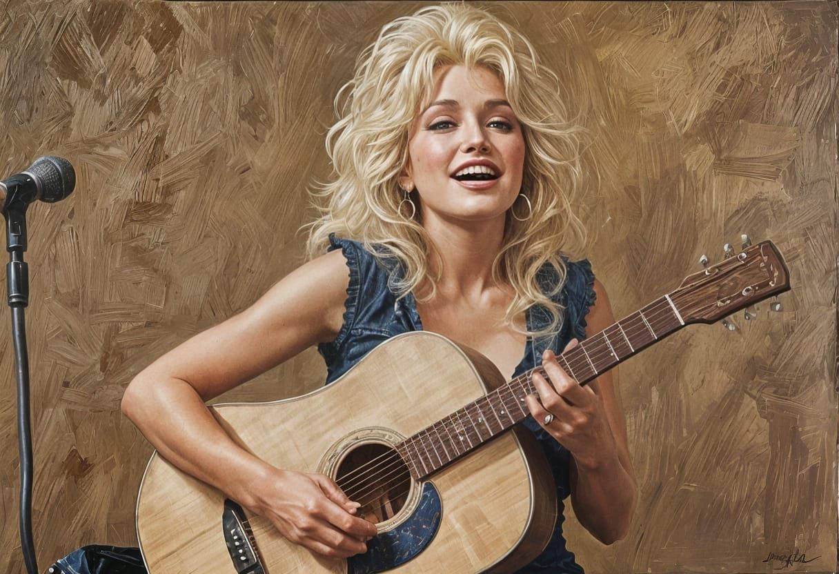 Young Woman Singing on Bus as Oil Painting
