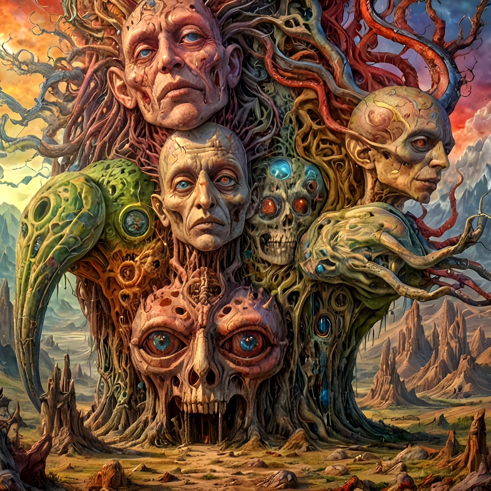 Visionary Land of Broken Dreams in Surrealist Style