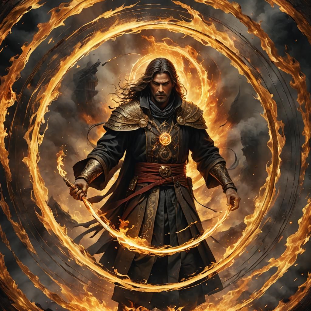 Fire Mage Casting Spell in Circle of Fire