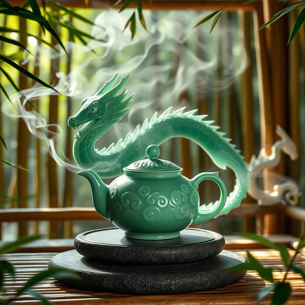 Emerald Jade Teapot and Dragon Blessing