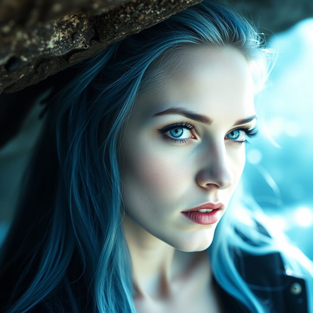 Mystical Mermaid Sorceress in Underwater Grotto