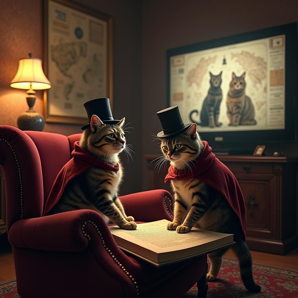 Feline Masterminds Plan World Domination as Matte Painting