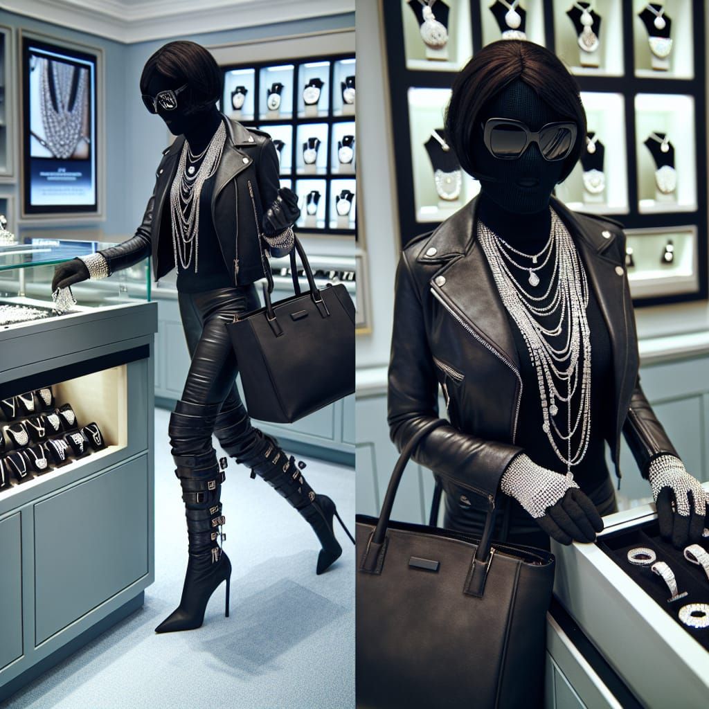 Leather-clad Woman's Audacious Jewelry Heist