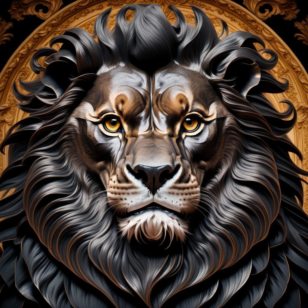 Regal Lion Portrait in Dramatic Baroque Style