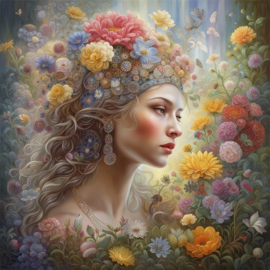 Flower Goddess in Garden of Eden: Photorealism