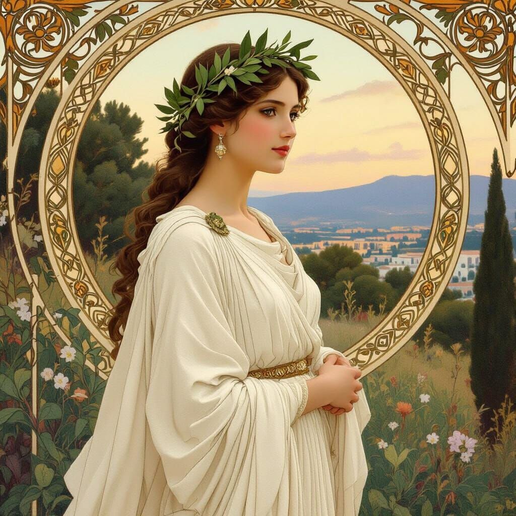 Greek Goddess in Art Nouveau Style