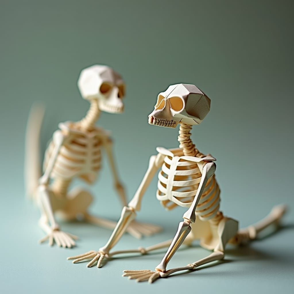 Origami Skeletons in Whimsical Style