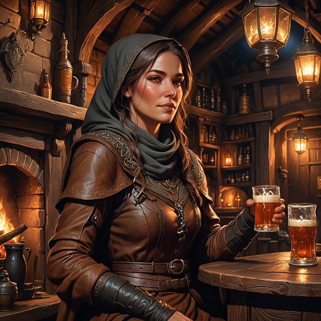 Winsome Thief in Medieval Tavern, Splash Art