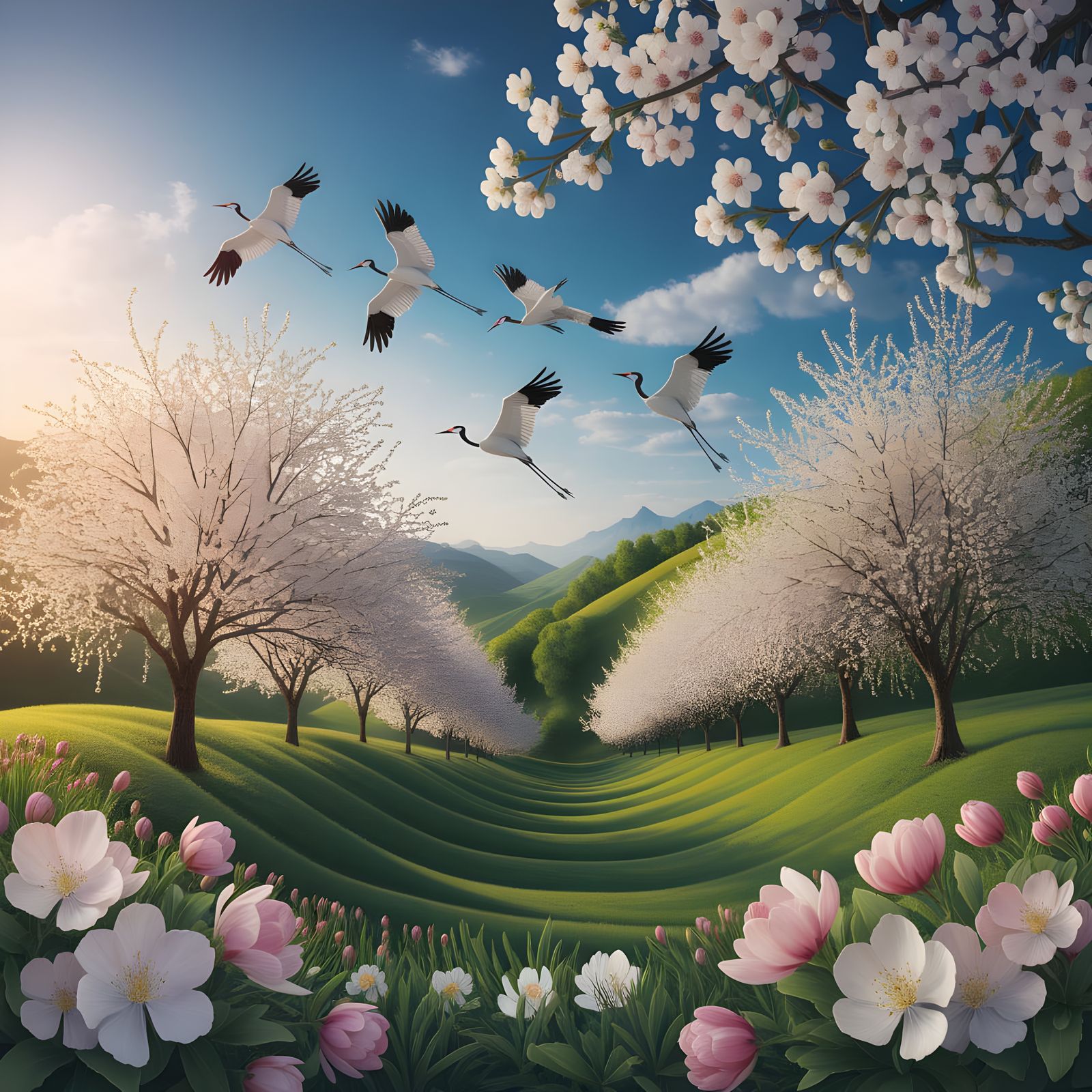 Vibrant Spring Scene Celebrating Earth Day in Hyperrealistic...