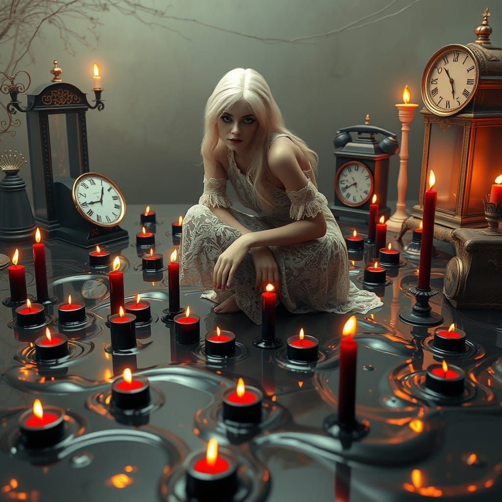 Melting Woman Transforms into Candle Puddle in Surreal Lands...