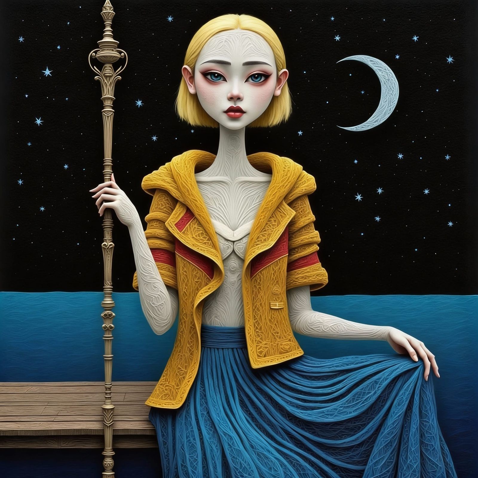 Modernist Female Form in String Art Style