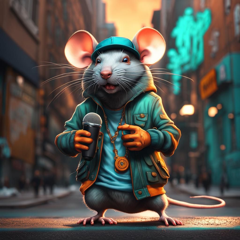 Rat Rapper in Urban Setting: Detailed Concept Art